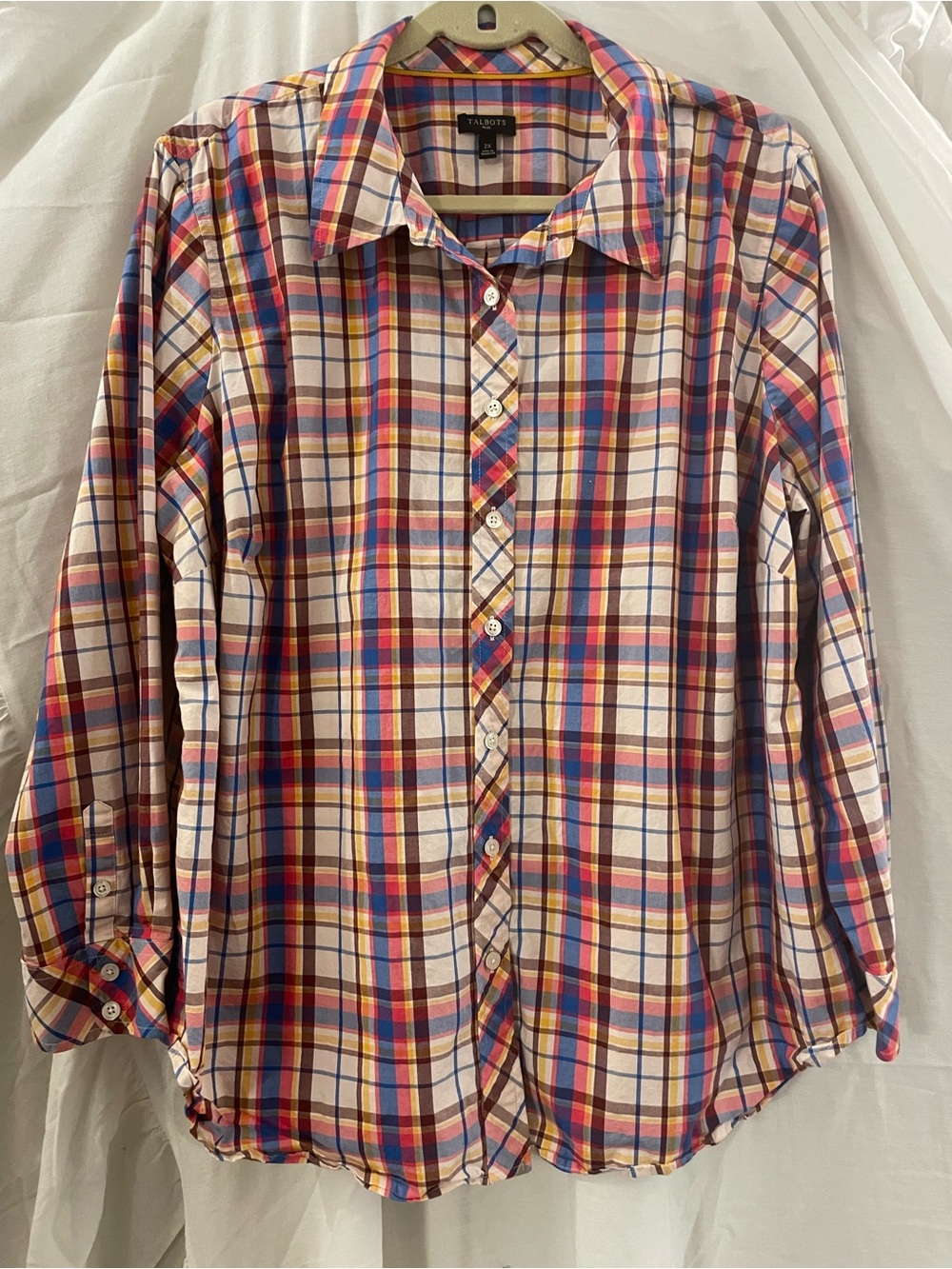 Talbot’s Women’s Multicolor Plaid Button Shirt - Burgundy, Pink, Blue, Yellow